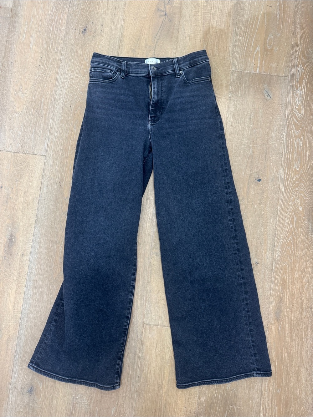 Frame Denim Black Wide Leg Jeans - High-Rise Flare